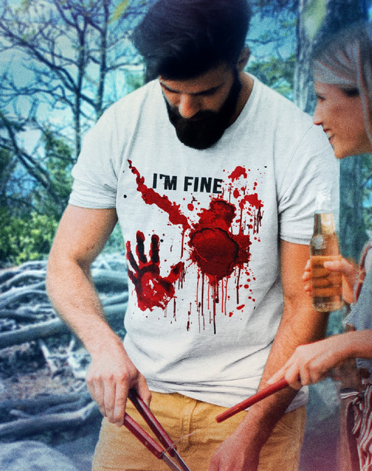 I'm Fine Bloody Shirt Blood Stained Blood Splatter T Shirt